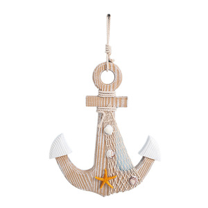 Mediterranean Style Wooden Anchor Wall <b>Decor</b> 39cm Hanging Home Decoration 2-Piece Set - Product Image 4