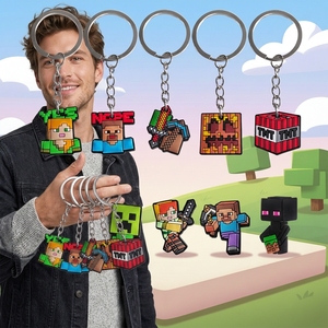 Porte-clés Lumineux Écologique Zeamor <span class=keywords><strong>Logo</strong></span> 2D 3D Dessin Animé Mignon Mineur Jeu Personnalisé Caoutchouc Minecrafts Pendentif Sac à Dos Cadeau - Product Image 1