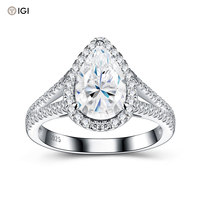 Offre Spéciale – Bague en Argent S925 3,2g avec Diamant de Laboratoire Certifié IGI Taille Poire pour Fiançailles et Fêtes de Mariage