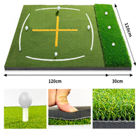 Tapis d'entraînement de golf premium avec guide de positionnement en croix, lignes de trajectoire de swing et gazon double densité pour l'entraînement au chipping de golf