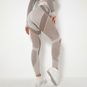 Custom OEM <strong>Women's</strong> High Waist Four-Way Stretch Yoga Leggings Solid Pattern Workout <strong>Pants</strong> - Product Image 2