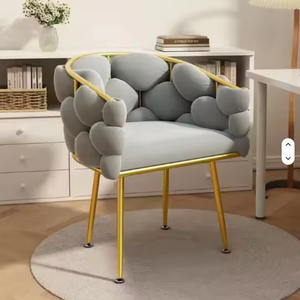 Silla de Maquillaje Estilo Crema de Lujo Ligero, Taburete Sencillo para Tocador con Respaldo, Silla de Comedor Popular en Instagram para Dormitorio de Niñas - Product Image 5