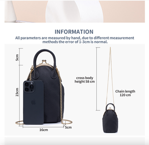 Bolso Ando para Mujer, de Cuero Vacuno Genuino, con Cierre de Broche, para Teléfono, con Asa Superior y Correa de Hombro de Cadena - Product Image 5
