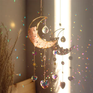 Attrape-rêves naturel cristal de roche arc-en-ciel attrape-soleil attrape-soleil de lune améthyste attrape-soleil suspendu Prisme décor C3 - Product Image 3