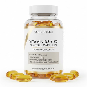 Vitamin D3 K2 Softgels MK7 Knochengesundheits-Nahrungsergänzungsmittel Unterstützt Kalziumaufnahme OEM ODM Private Label Maßgeschneiderte Formel - Product Image 1