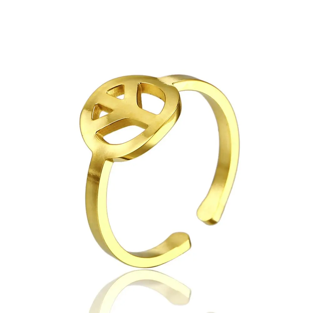 Prezzo di fabbrica gioielli forniture in acciaio inox segno di pace lama di rasoio yin yang mappa elefante fiore cavo logo personalizzato anello