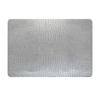Napperons RNPT en PVC nacré imitation cuir, motif feuille d'argent, rectangulaires à coins arrondis pour tables de banquet