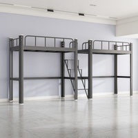 Lit mezzanine pour l'école avec bureaux et bibliothèque lits superposés pour dortoirs peu encombrants lit métallique multifonctionnel avec placard de rangement