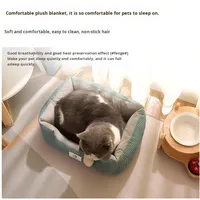Lit pour animaux de compagnie Petsign, durable, résistant aux morsures, multifonctionnel, pour chien et chat, chaud en hiver, carré, en velours Teddy, rembourré en éponge