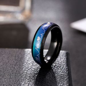 แหวนผู้ชายสแตนเลสดีไซน์รูปหัวใจเปลี่ยนสีตามอารมณ์ - Product Image 2