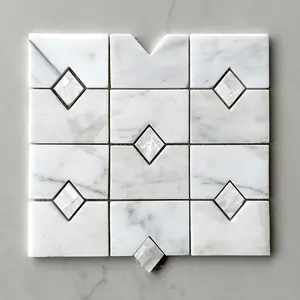 300x300 mosaico per pavimenti in piastrelle di marmo bianco opaco grande