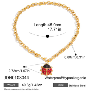 <span class=keywords><strong>Collana</strong></span> J&D Vintage Autunno Inverno con Ciondolo <span class=keywords><strong>Coccinella</strong></span> in Smalto Rosso e Nero su Catena Ovale in Acciaio Inossidabile - Product Image 4