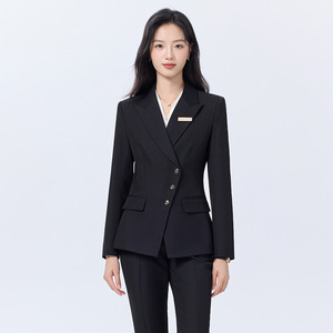 Women's Professional Suit Set Formal Wear Notched Lapel Pencil Silhouette Anti-Wrinkle Woven Fabric For Office Commute <b>Work</b> - Product Image 4