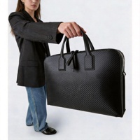 Sacoche d'affaires exécutive pour ordinateur portable, en fibre de carbone et cuir premium, style sport 2026, imperméable