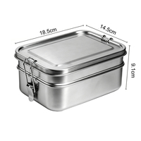 Boîte à lunch pour hommes, boîte à lunch en acier inoxydable à double couche, boîte bento anti-fuite, récipient de stockage alimentaire en métal avec couvercles