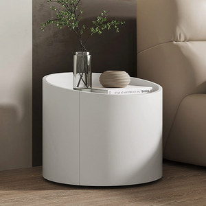 Italian Minimalist Small Unit Bedroom Furniture <strong>Circular</strong> Painted Wooden <strong>Bedside</strong> <strong>Table</strong> - Product Image 3