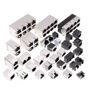 Soket port tanpa filter 10P8C dengan LED RJ45 soket port jaringan kepala soket port jaringan rj45 konektor Ethernet wanita