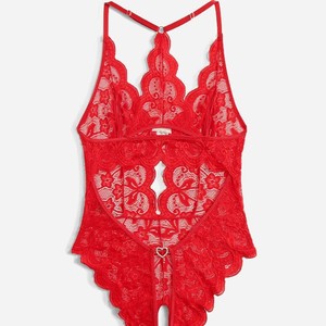 Body en dentelle dos nu à col en V pour femme, mini-lingerie intime une pièce - Product Image 5