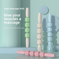 Balle de massage de yoga, masseur pour les mollets, relaxant pour la colonne cervicale et les épaules, baguette de massage unisexe à picots en PP, rose et bleu
