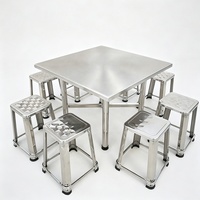 Table carrée en acier inoxydable écologique et amovible, personnalisable, pour la préparation des repas dans les restaurants, les cantines et les stands de restauration