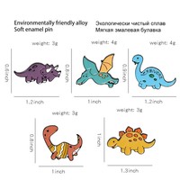 Broche en alliage de petit dinosaure de dessin animé mignon, Pterodactyle, Triceratops, épingle de col ; Badge de dinosaure émaillé, Vente en gros