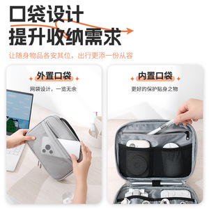 Electronic Organizer Travel Storage Bag With <b>Mesh</b> Pockets For Cables And Accessories Durable Design For Trip Use - Product Image 4