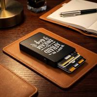 Estuche para tarjetas de crédito de plástico delgado con grabado láser, apertura automática, capacidad para 5 a 6 tarjetas, doble cara, logotipo personalizado, regalo DIY.