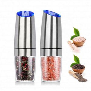 Black <b>Pepper</b> Mill <b>Grinder</b> Set Spice Jar Automatic Electric Lithium Battery Gravity Salt and <b>Pepper</b> <b>Grinder</b> with Blue Light - Product Image 2