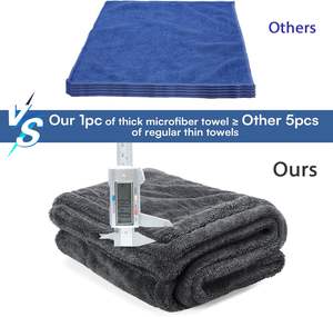 Wholesale Twisted Loop Long Pile Density 40*40 1200gsm Ultra Plush Dark Grey Soft Quick <b>Drying</b> <b>Car</b> Cleaning Microfiber <b>Towel</b> - Product Image 2