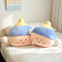 Coussin en peluche rond Kawaii Fille avec une boucle d'oreille en perle, coussin de décoration doux et moelleux pour la maison, vente en gros
