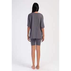 Conjunto de Leggings y Camiseta de Manga Corta con Hombros Caídos Supreme Core LYC para Mujer, Cómodo y Elegante - Product Image 1