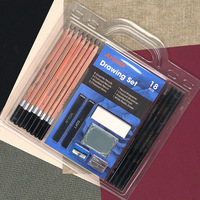 Ensemble professionnel de crayons à dessin et à croquis en métal KAMEI de 26 pièces avec accessoires, crayons à fusain et pastel