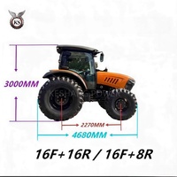 Tracteur agricole à cabine fermée, 4 roues motrices, avec système de réduction des chocs