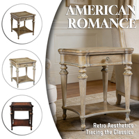 Table d'appoint d'angle pour salon avec un seul tiroir, table d'appoint de canapé en bois massif, style français vintage pour maison et appartement