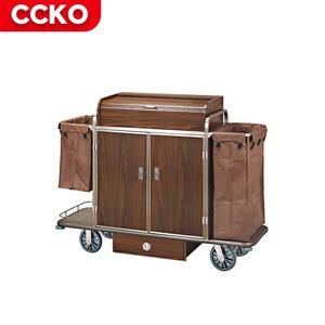 Chariot <span class=keywords><strong>de</strong></span> <span class=keywords><strong>ménage</strong></span> en bois en acier inoxydable Commercial, chariot <span class=keywords><strong>de</strong></span> Service <span class=keywords><strong>de</strong></span> chambre à coucher, chariot <span class=keywords><strong>de</strong></span> <span class=keywords><strong>ménage</strong></span> d'hôtel, vente en gros, Offre Spéciale - Product Image 6