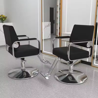 Fauteuil de Barbier Hydraulique Classique Moderne Doré en Métal avec Revêtement en Cuir Synthétique pour Salons de Coiffure