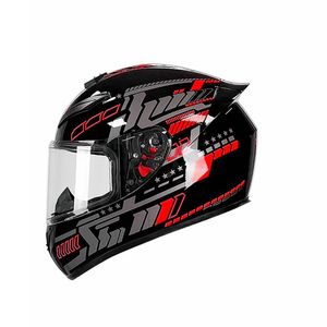 Casque de moto intégral avec impression graphique géométrique cool, visière transparente, protection antichoc, pour motard adulte - Product Image 4