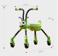 Voiture à roulettes pliable pour bébé, motif animal de dessin animé, 4 roues universelles, jouet musical lumineux en plastique, unisexe, 1-3 ans, pour tout-petits