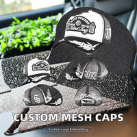 Gorra de malla personalizada al por mayor de fábrica, gorra trucker de 5 paneles con logo bordado de 2 tonos, gorras de béisbol de moda de alta calidad, gorras personalizadas