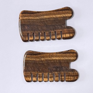 Peigne de massage de la tête en œil de tigre naturel, peigne Gua Sha en jade, pour soulager la fatigue, vente en gros - Product Image 4