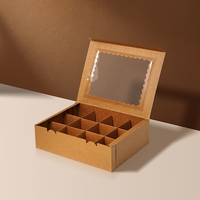 Caja de Dulces Personalizable de Papel Kraft con Múltiples Compartimentos y Ventana Transparente, Caja de Regalo para Panadería de Grado Alimenticio con Separador, Venta al Por Mayor