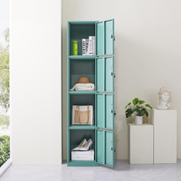 Armoire en acier autoportante, casier de rangement en métal avec étagères et serrure pour dortoir, appartement, maison