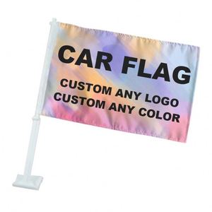 Bandera Personalizada para Ventana de Auto de Poliéster de Doble Cara de 12x18 Pulgadas con Impresión de Logotipo Personalizado - Product Image 1