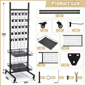 Tùy Chỉnh Cửa Hàng Bán Lẻ Di Chuyển 66 Cao Kim Loại Bán Lẻ Lưới Hiển Thị Đứng Móc Hiển Thị Giá Cho Các Phụ Kiện Với 50 PEG Móc - Product Image 4