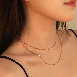 Joyería de Moda al por Mayor, Collar de Doble Capa, Chapado en Oro de 18K, Acero Inoxidable, Collar con Cuentas de Cristal Coloridas para Mujer - Product Image 1