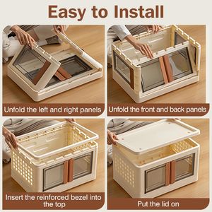 Modern Single Transparent Eco-Friendly Durable Household Organizer Bins Front Opening <b>Large</b> Capacity Plastic Storage Bedding - Product Image 4
