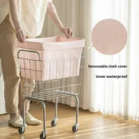 Panier à linge en acier au carbone de grande capacité avec roulettes lisses et durables pour vêtements sales