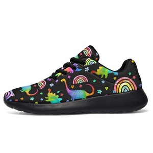 Zapatillas Deportivas al por Mayor de Fábrica, Zapatillas Personalizadas con Estampado de Dinosaurios Arcoíris, Zapatillas Ligeras Casuales para Caminar para Mujer - Product Image 2