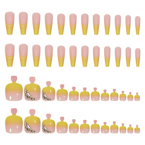 48 faux ongles de pieds en ABS, style français, à presser, longs, forme stiletto carrée, couvrance totale, pour salon de pédicure - Product Image 5