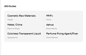 สารคงกลิ่นน้ำหอมบริสุทธิ์ 99.9% ไม่มีกลิ่น ไม่มีสี ของเหลว กลิ่นหอมติดทนนาน วัตถุดิบเครื่องสำอาง - Product Image 6